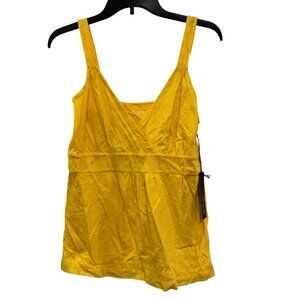 Vintage Y2K Willi Smith Yellow Sleeveless V-Neck Tunic Top M 55% Cotton 45% Poly
